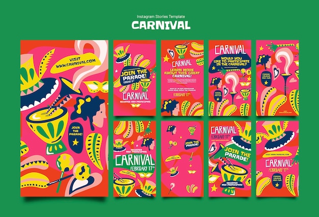 Free PSD carnival celebration instagram stories