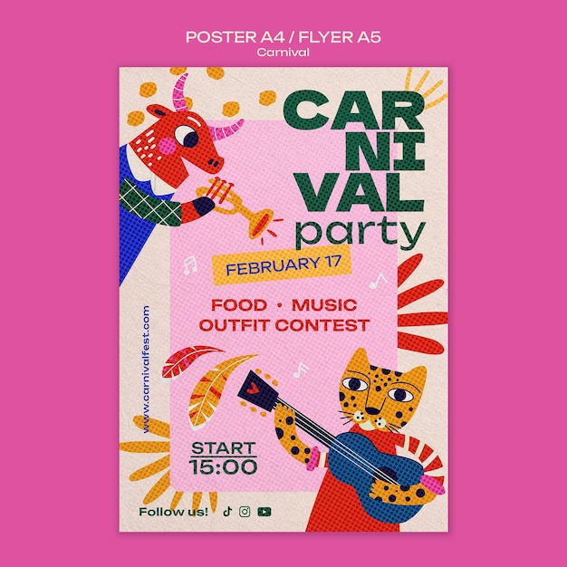 Free PSD carnival event poster  template