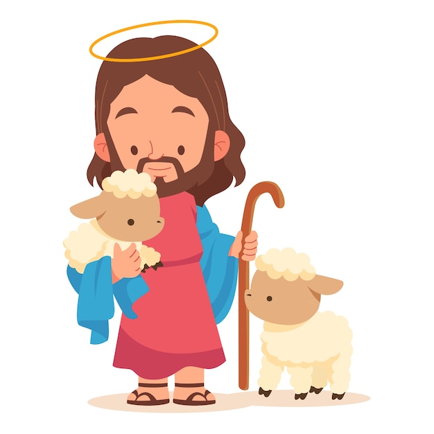 Бесплатный PSD Иллюстрация карикатуры иисуса христа