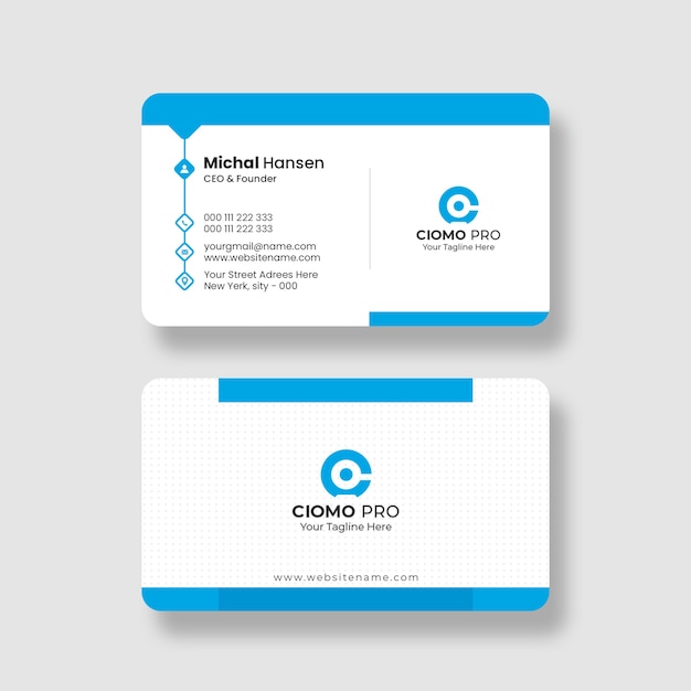 Free PSD clean and blue business card template