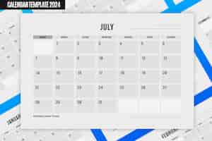 Free PSD a4 template 2024 calendar planning july