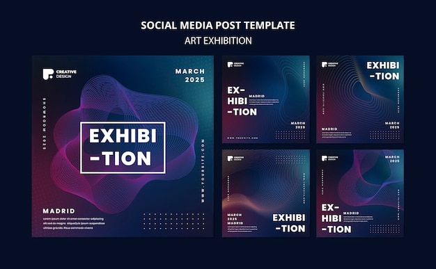 Free PSD art exhibition social media post template