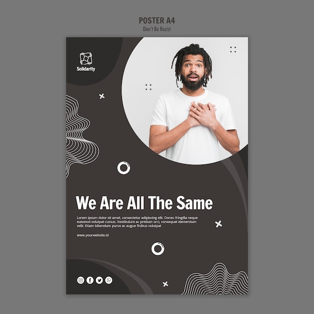 Free PSD don't be racist concept banner template