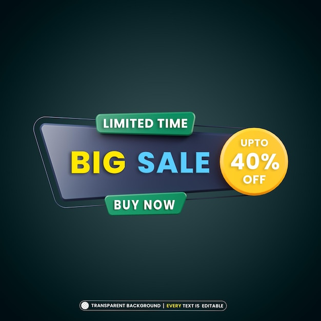 Free PSD big sale promotion banner with editable text effect