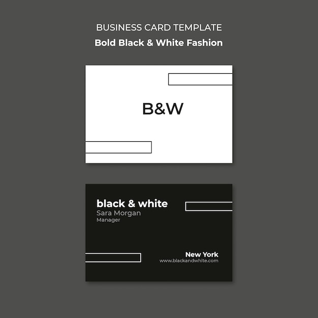 Бесплатный PSD Черно-белая визитка