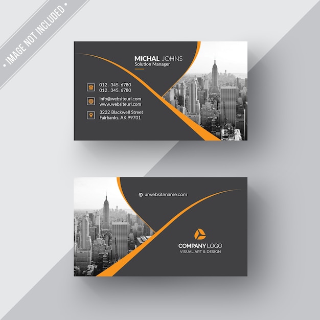 Free PSD black business card with orange details