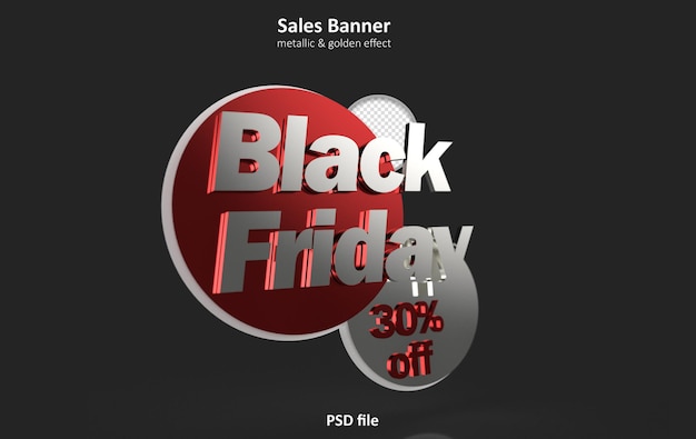 Бесплатный PSD черная пятница 3d баннер