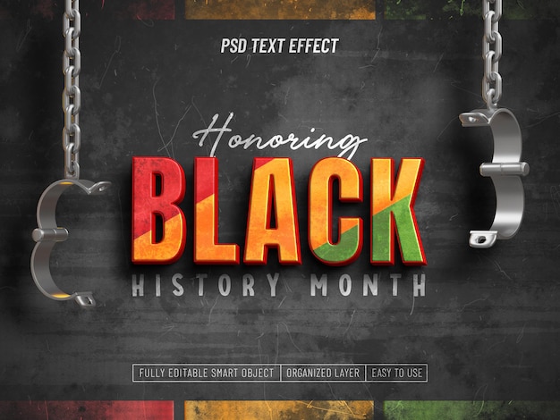 Бесплатный PSD Редактируемый текстовый эффект месяца черной истории