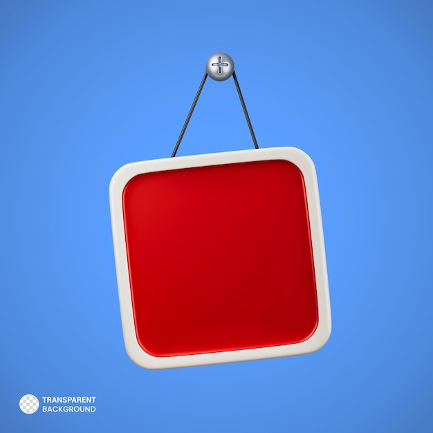 Free PSD blank sale hanging board icon isolated 3d render illustration