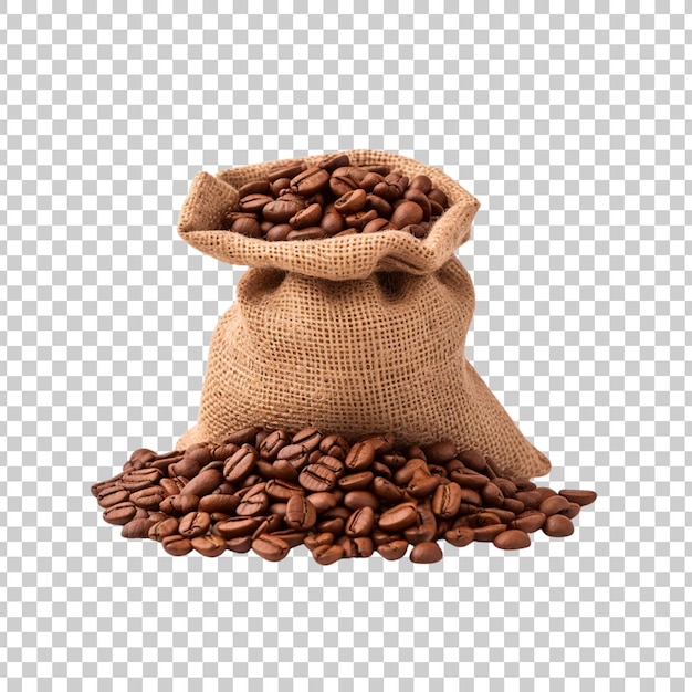 무료 PSD 색 배경 에 있는  가방 이나 가방 에 담긴 갈색 커피 콩