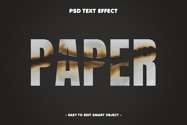 Бесплатный PSD Текстовый эффект сожжения бумаги