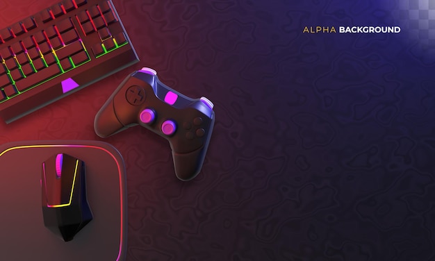 Free PSD gamer background with accessories
