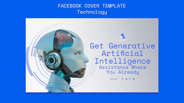 Free PSD gradient ai technology facebook cover template