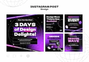 Бесплатный PSD Концепция градиентного дизайна постов в instagram