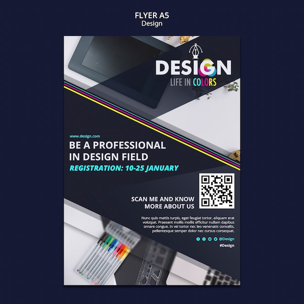 Free PSD graphic design profession vertical flyer template