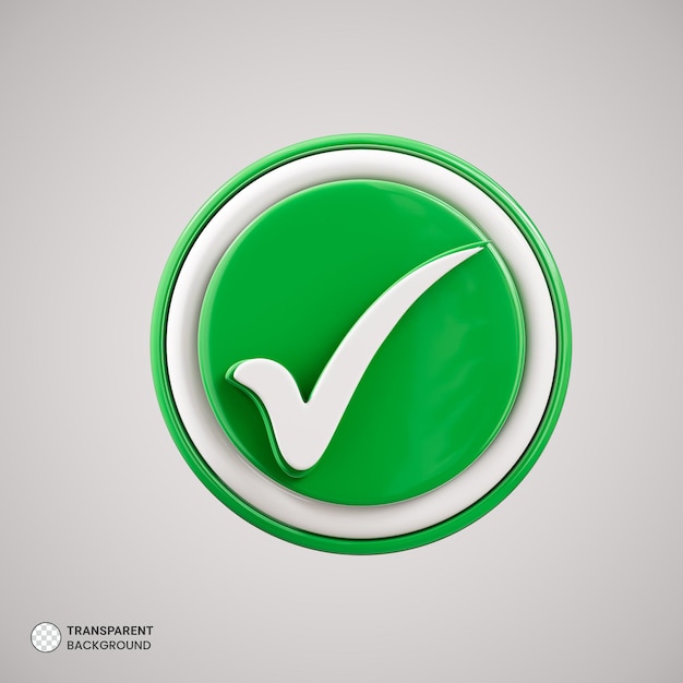 Free PSD green check box icon 3d render illustration