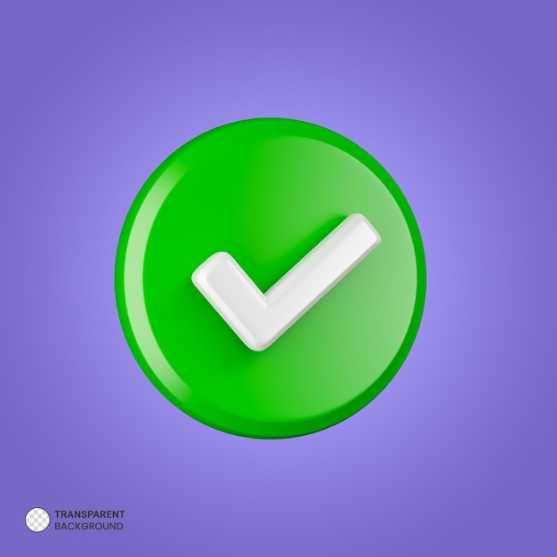 Free PSD green check mark icon 3d element illustration