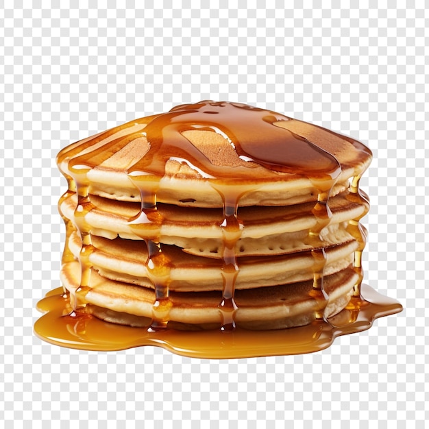 Free PSD delicious caramel glazed pancakes stack isolated on transparent background