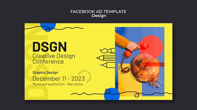 Бесплатный PSD Концепция дизайна шаблона facebook