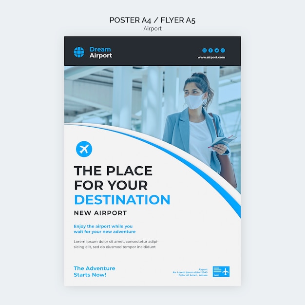 Free PSD dream airport flyer template