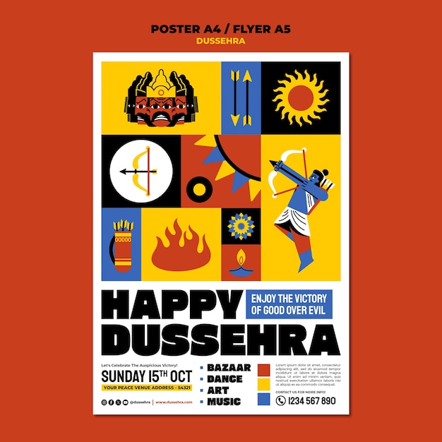 Free PSD dussehra celebration poster template