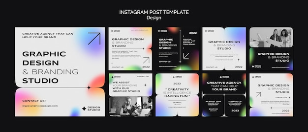 Бесплатный PSD Динамический графический дизайн постов в instagram