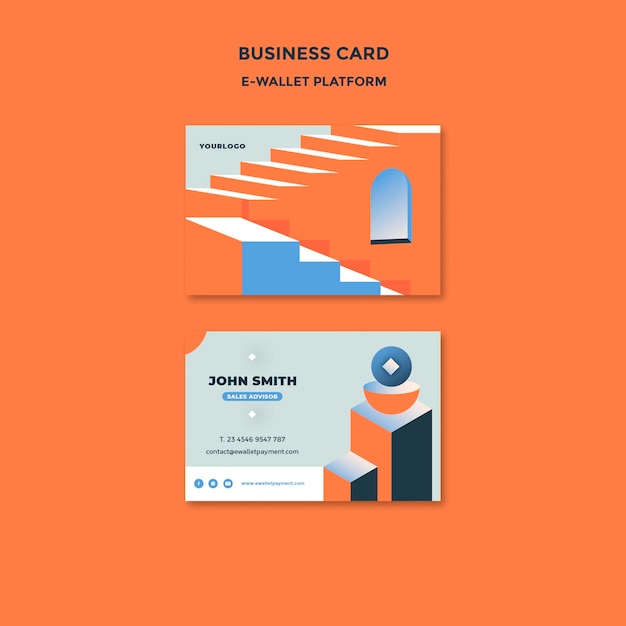 Free PSD e-wallet app business card template