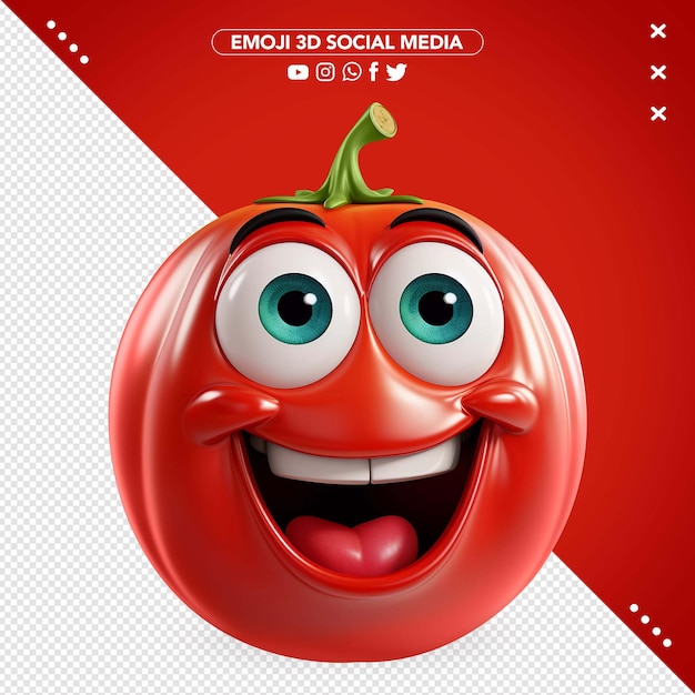 Free PSD emoji red tomato 3d smiling