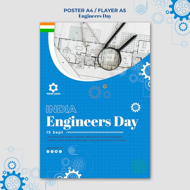 Бесплатный PSD дизайн плаката ко дню инженера
