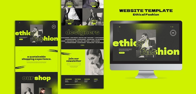 Шаблон дизайна веб-сайта этической моды