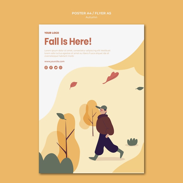 Free PSD fall is here flyer template