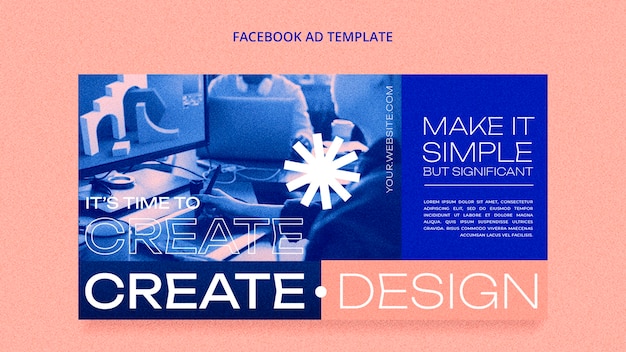 Бесплатный PSD Шаблон фейсбука для творчества в плоском дизайне
