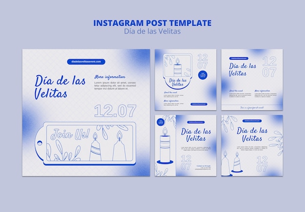 Бесплатный PSD Плоский дизайн шаблона dia de la velitas