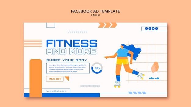 Бесплатный PSD Плоский дизайн фитнес-рекламы facebook