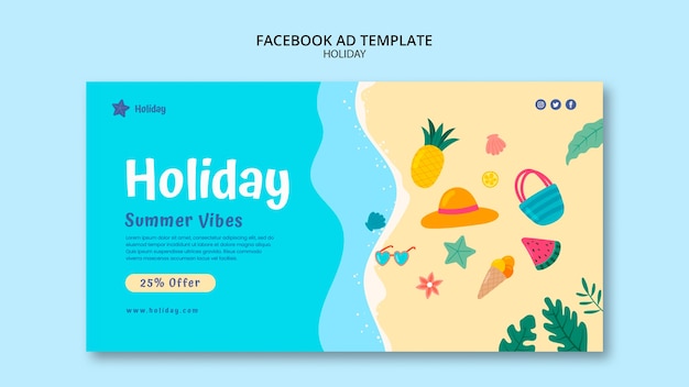 Бесплатный PSD плоский дизайн шаблона праздничной рекламы facebook