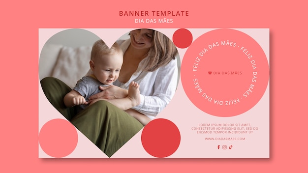 Free PSD flat design mother's day template