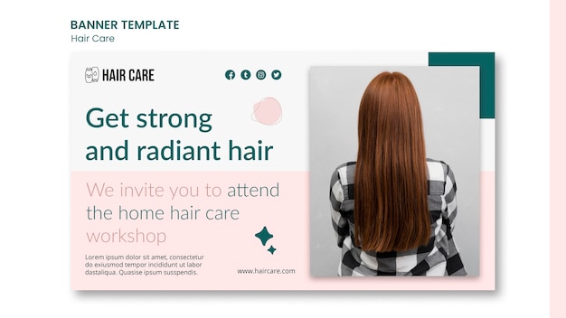 PSD gratuito modello di banner orizzontale di consulenza per la cura dei capelli
