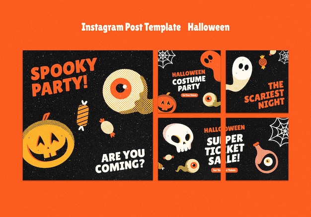 Бесплатный PSD Посты в инстаграм о праздновании хэллоуина