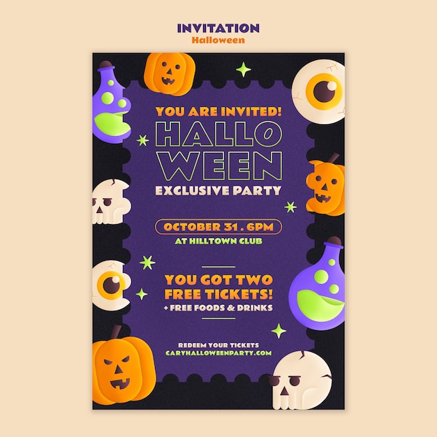 Halloween celebration invitation template