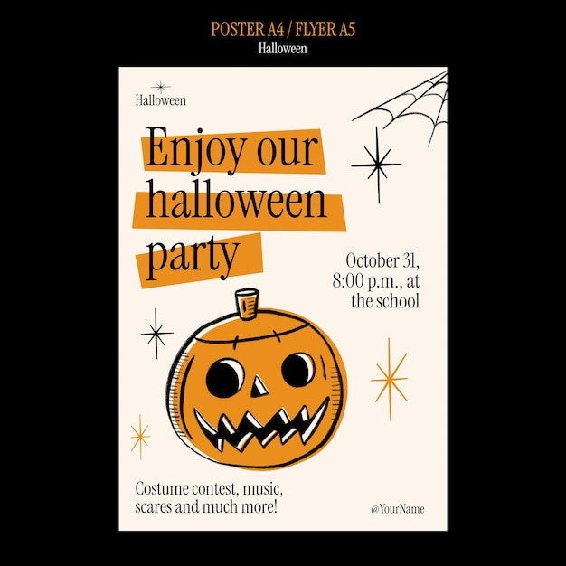 Бесплатный PSD Шаблон плаката для празднования хэллоуина