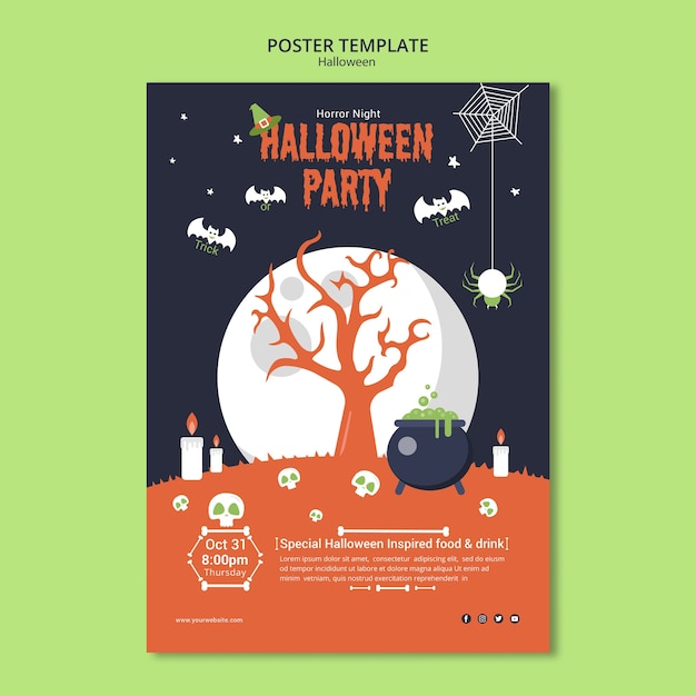 Free PSD halloween party full moon night poster template