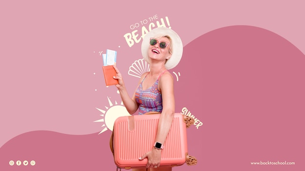 Free PSD happy woman summer template