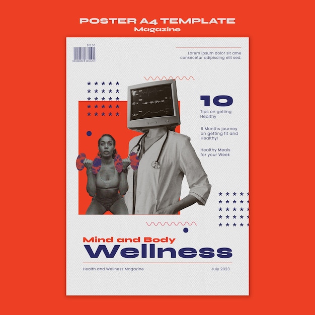 Health and science magazine template design