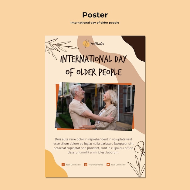 Free PSD international day of older people template poster