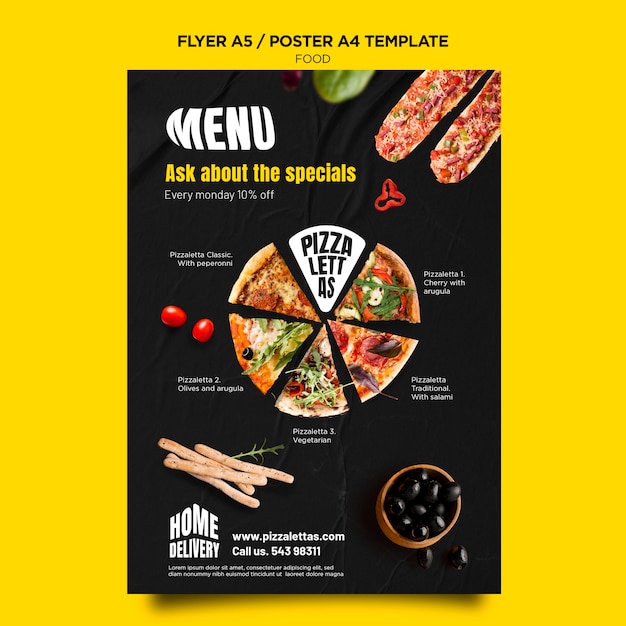 Бесплатный PSD Шаблон плаката итальянской кухни