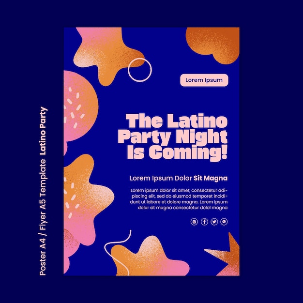 Бесплатный PSD Шаблон плаката латиноамериканской вечеринки