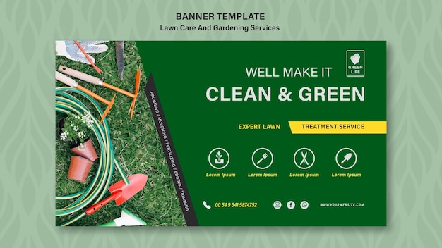 Free PSD lawn care concept banner template