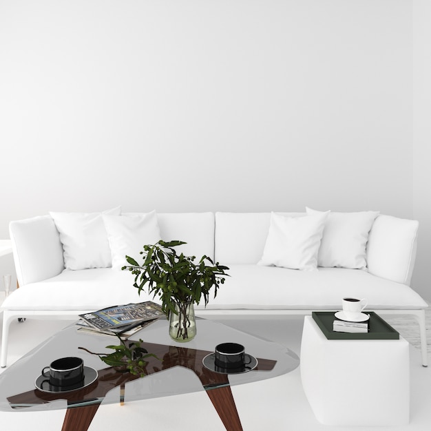 Free PSD modern interior design of living room
