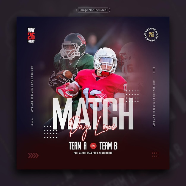 Free PSD match day sports event social media post template