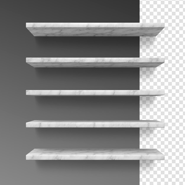 Free PSD marble shelf 3d realistic render with transparent background